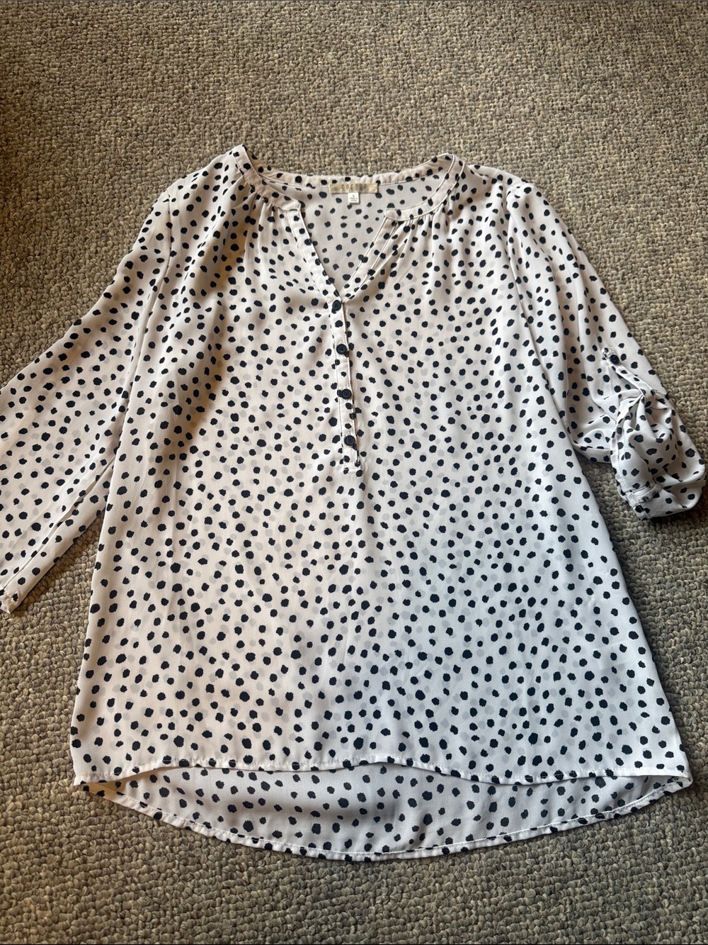 Spense White Blouse with Black Polka Dots